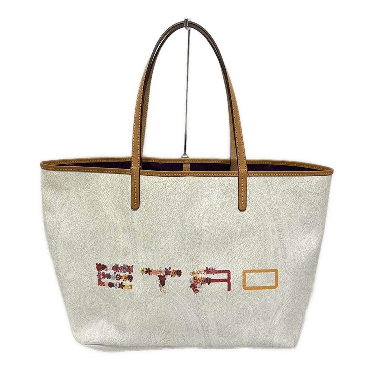 ETRO(エトロ) トートバッグ美品 - 白×レッド×マルチ 注文 レザー ETRO