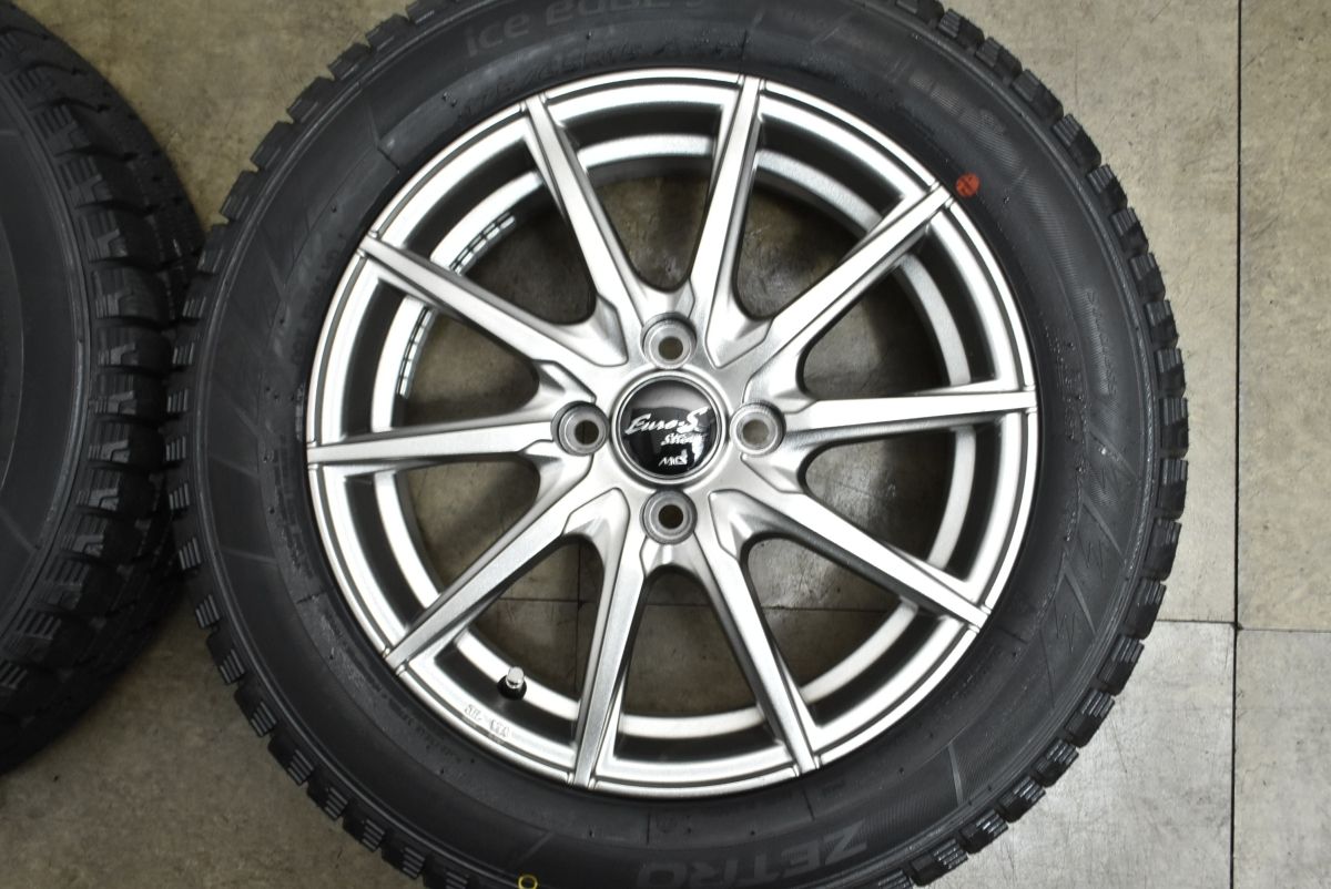  バリ溝 ユーロストリーム 15 in 5 J 43 PCD 100 ハンコック ゼトロ アイスエッジ3 175 65 R アクア ヴィッツ カローラフィールダー 15インチ タイヤ ホイールセット