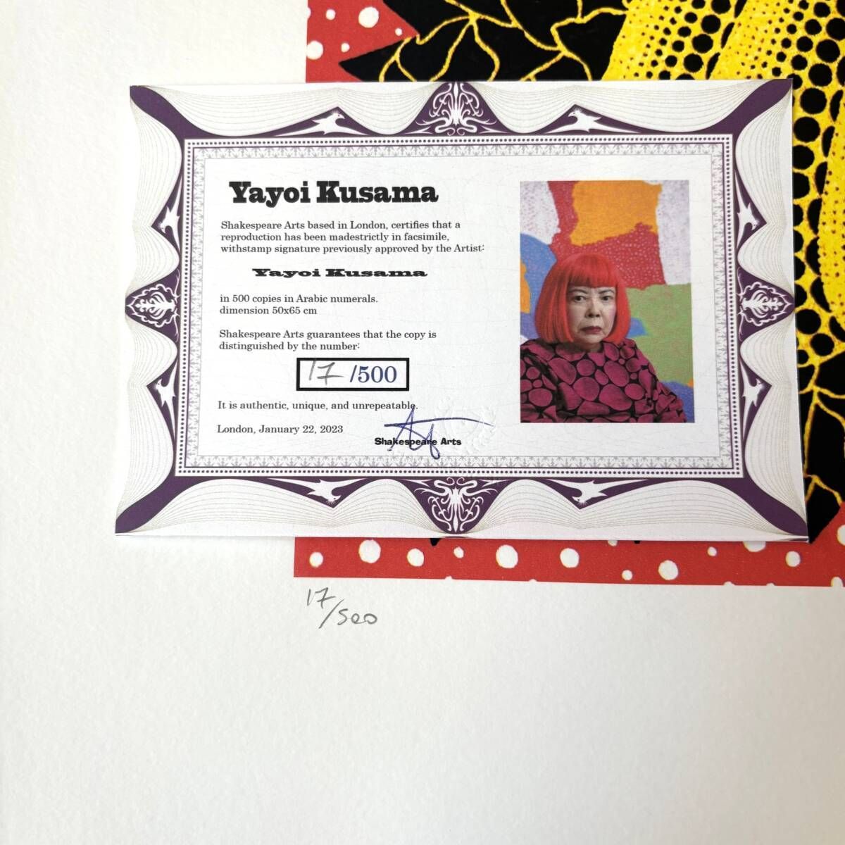 Yayoi Kusama 草間彌生《Pumpkin》サイン入りリトグラフ 限定500部 50