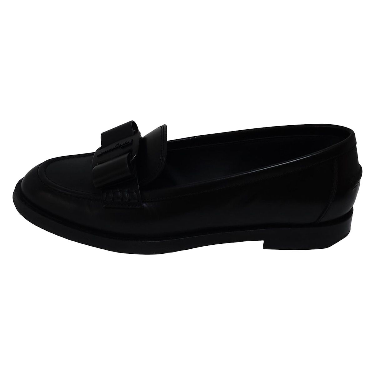 SalvatoreFerragamo サルバトーレフェラガモ ローファー 5 1 2 C レディース 黒 ヴァラ アウトソール張替済 レザー