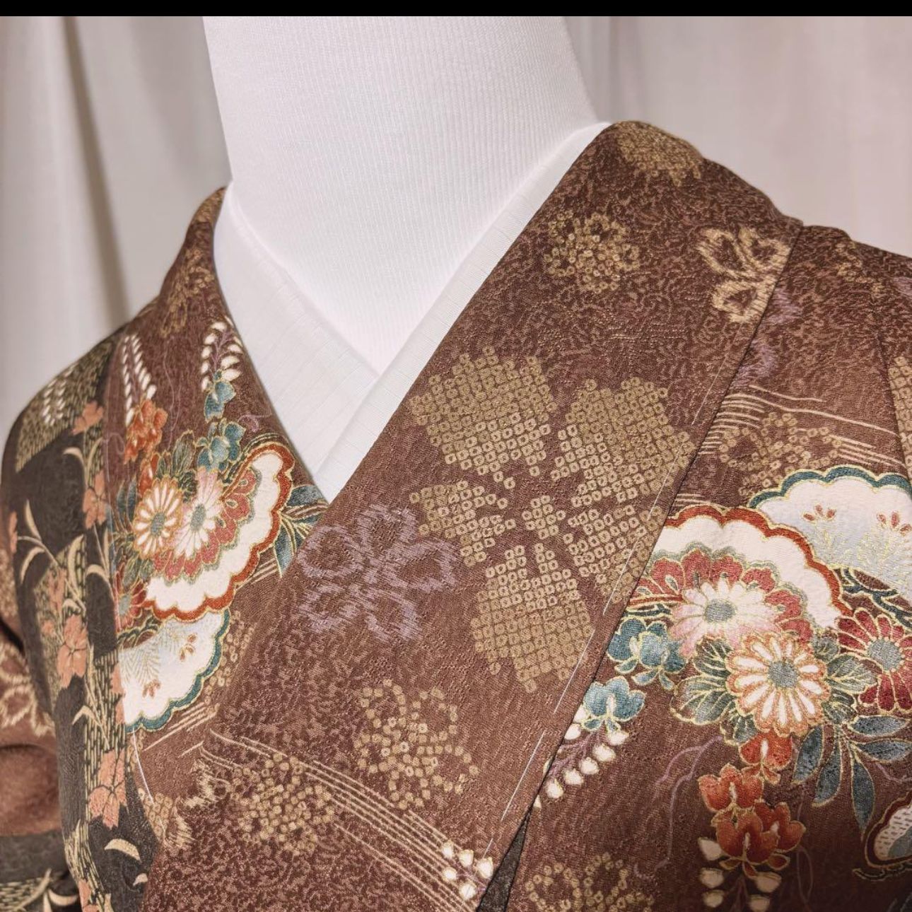 未使用 新品同様 美品 袷 正絹 友禅 縮緬 小紋 フルセット 4点 やまと