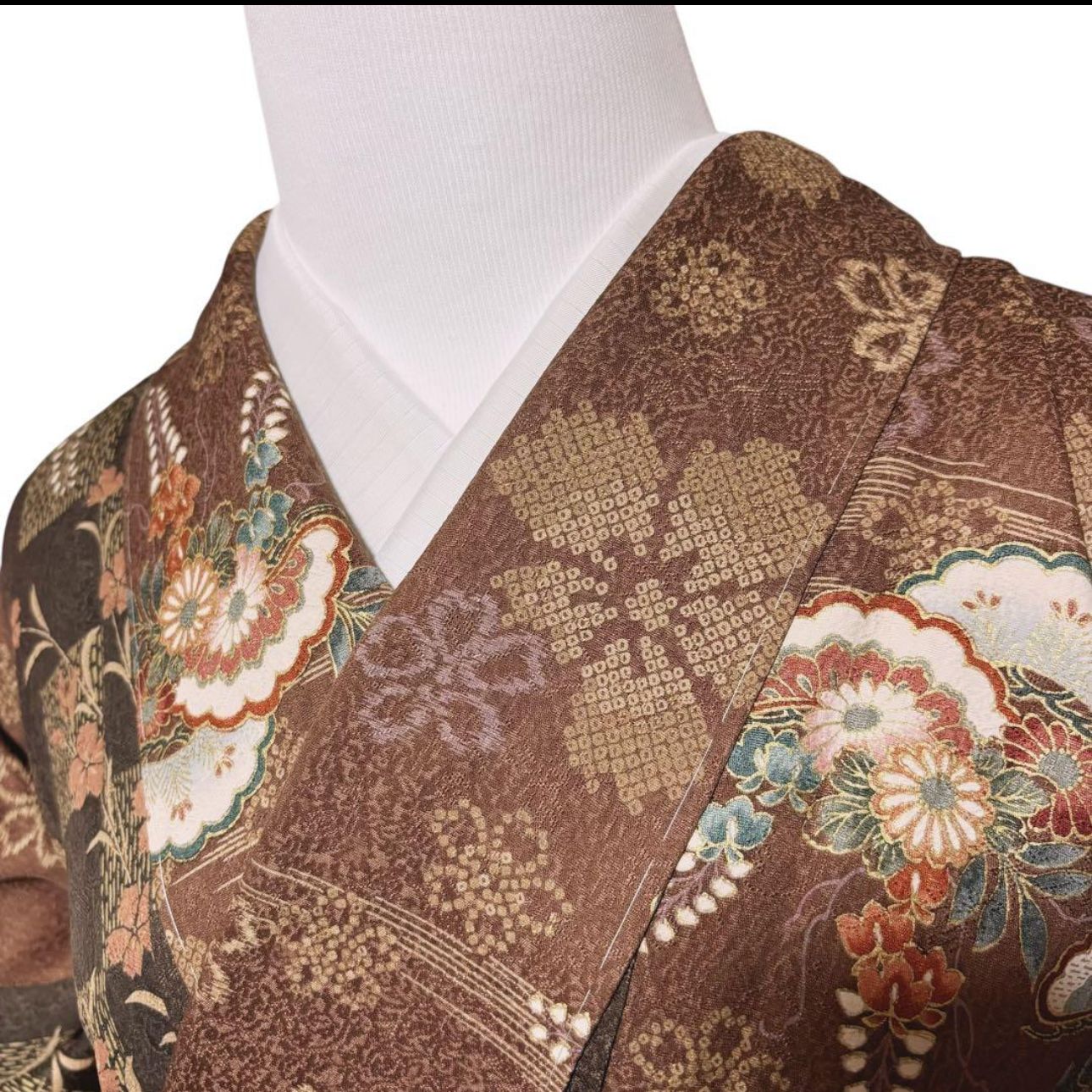 未使用 新品同様 美品 袷 正絹 友禅 縮緬 小紋 フルセット 4点 やまと