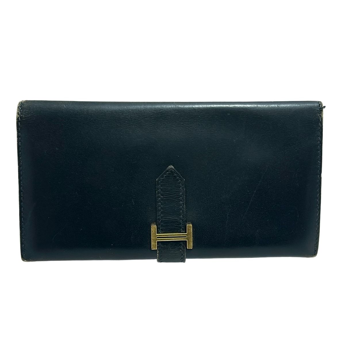 HERMES エルメス 長財布 ベアン 黒 新型金具 ゴールド金具