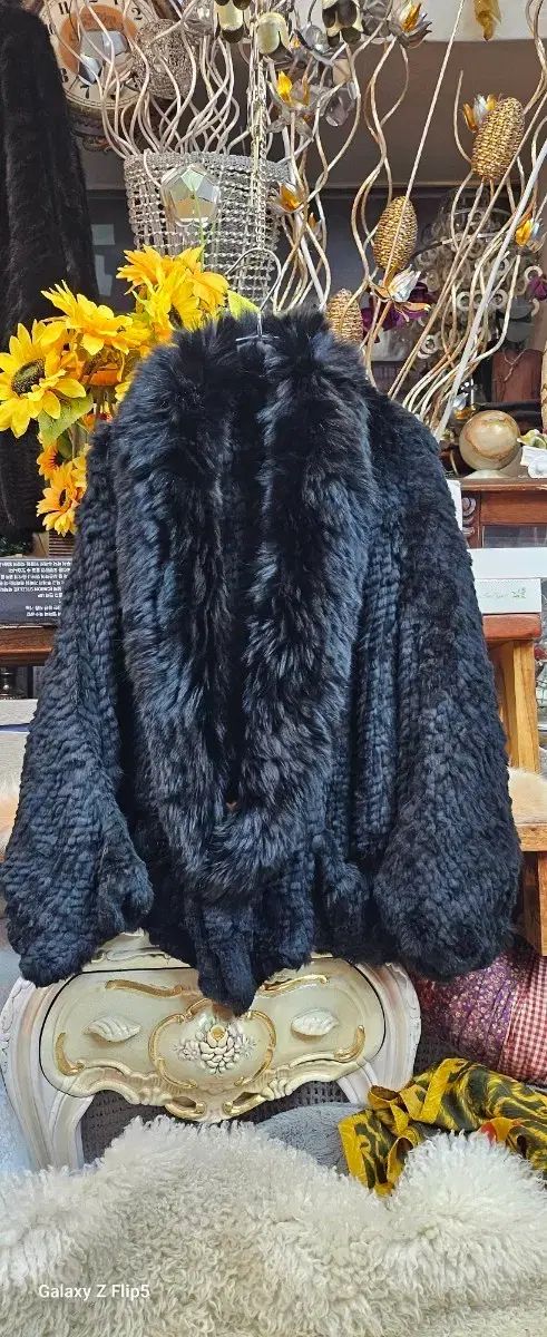 ブラック天然レックスショートハーフジャケット