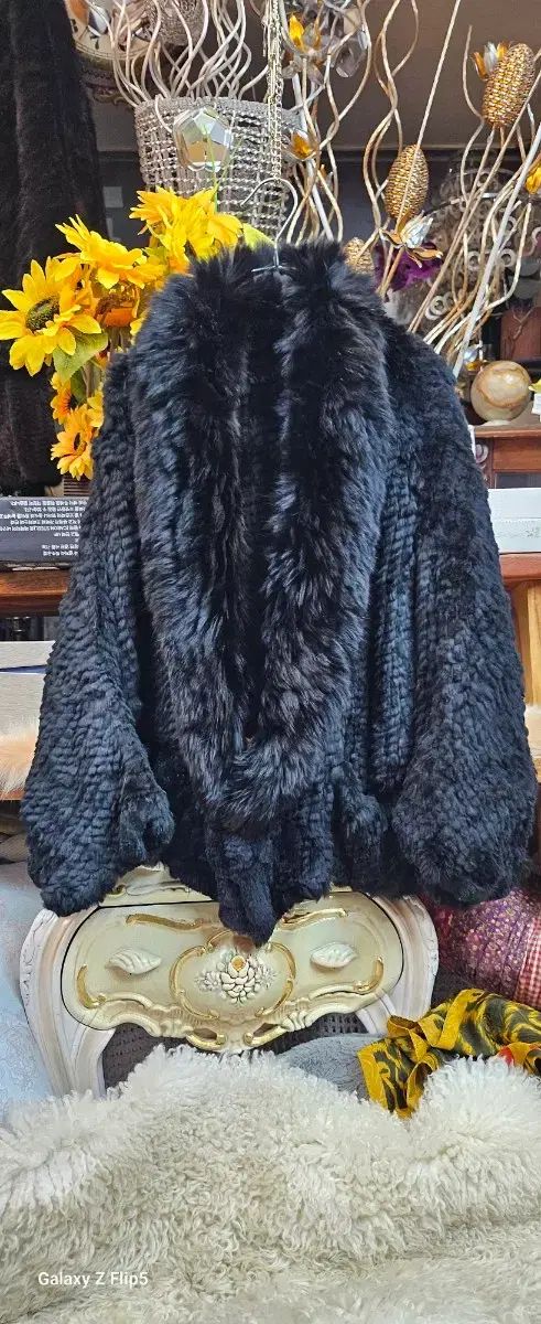 ブラック天然レックスショートハーフジャケット