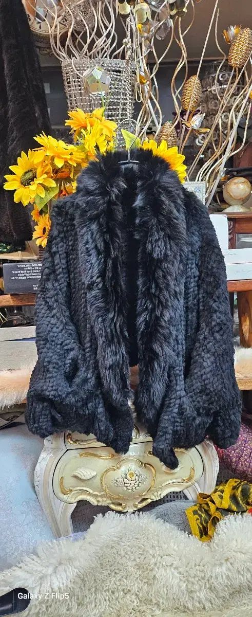 ブラック天然レックスショートハーフジャケット