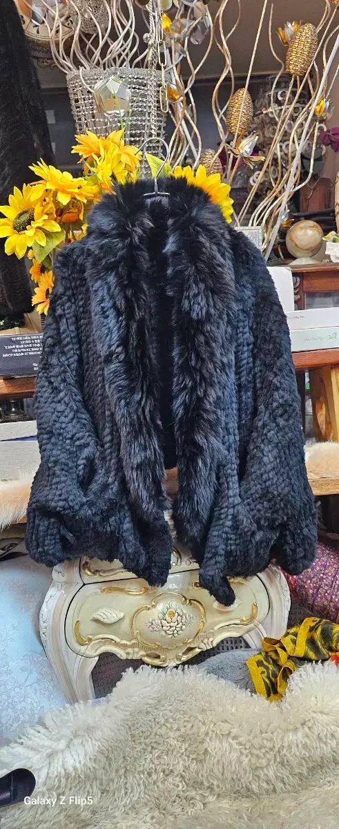 ブラック天然レックスショートハーフジャケット