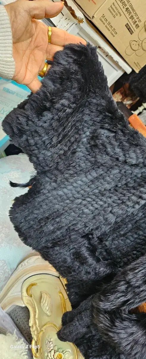 ブラック天然レックスショートハーフジャケット