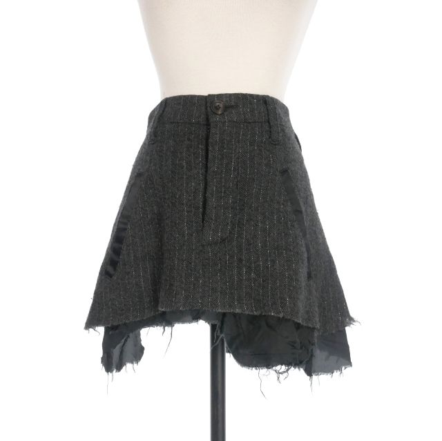 イフシックスワズナイン IF SIX WAS NINE カットオフ レイヤード アシンメトリースカート 25 ダークグレー ブラック 02133 D