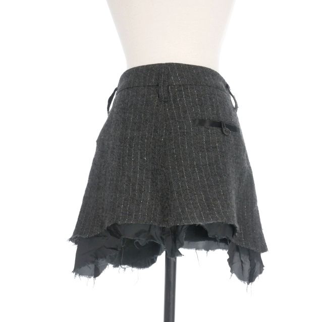 イフシックスワズナイン IF SIX WAS NINE カットオフ レイヤード アシンメトリースカート 25 ダークグレー ブラック 02133 D