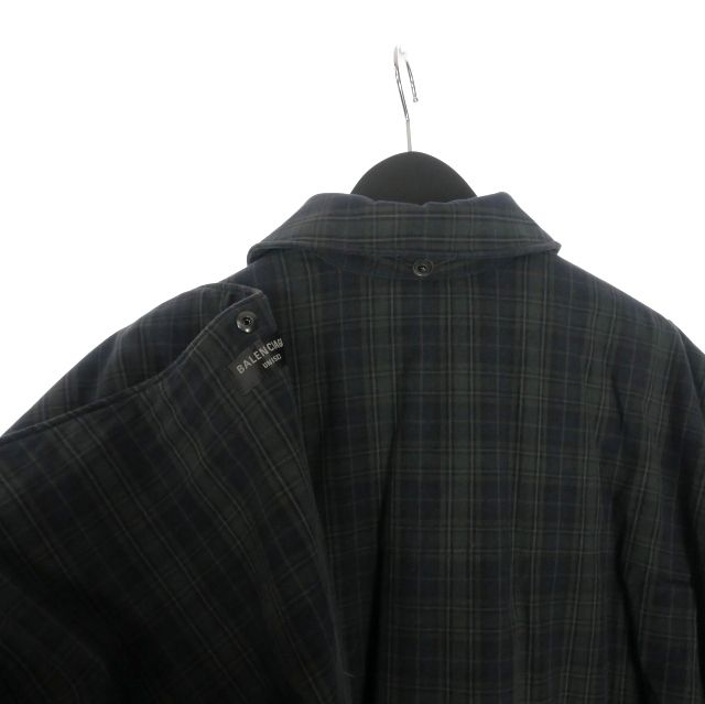  バレンシアガ 23 AW Detachable Flannel Shirt 2 WAY フランネルシャツ XS ネイビー グレー 751728 TOM 17 正規 半袖 シャツ ブラウス