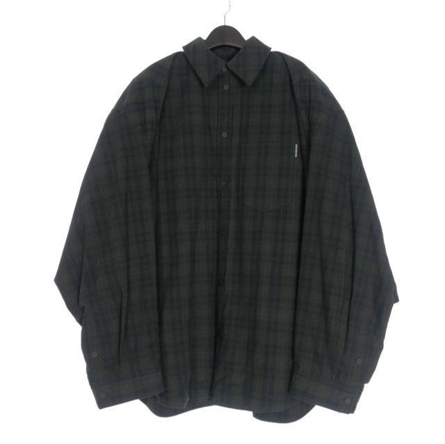 バレンシアガ 23 AW Detachable Flannel Shirt 2 WAY フランネルシャツ XS ネイビー グレー 751728 TOM 17 正規
