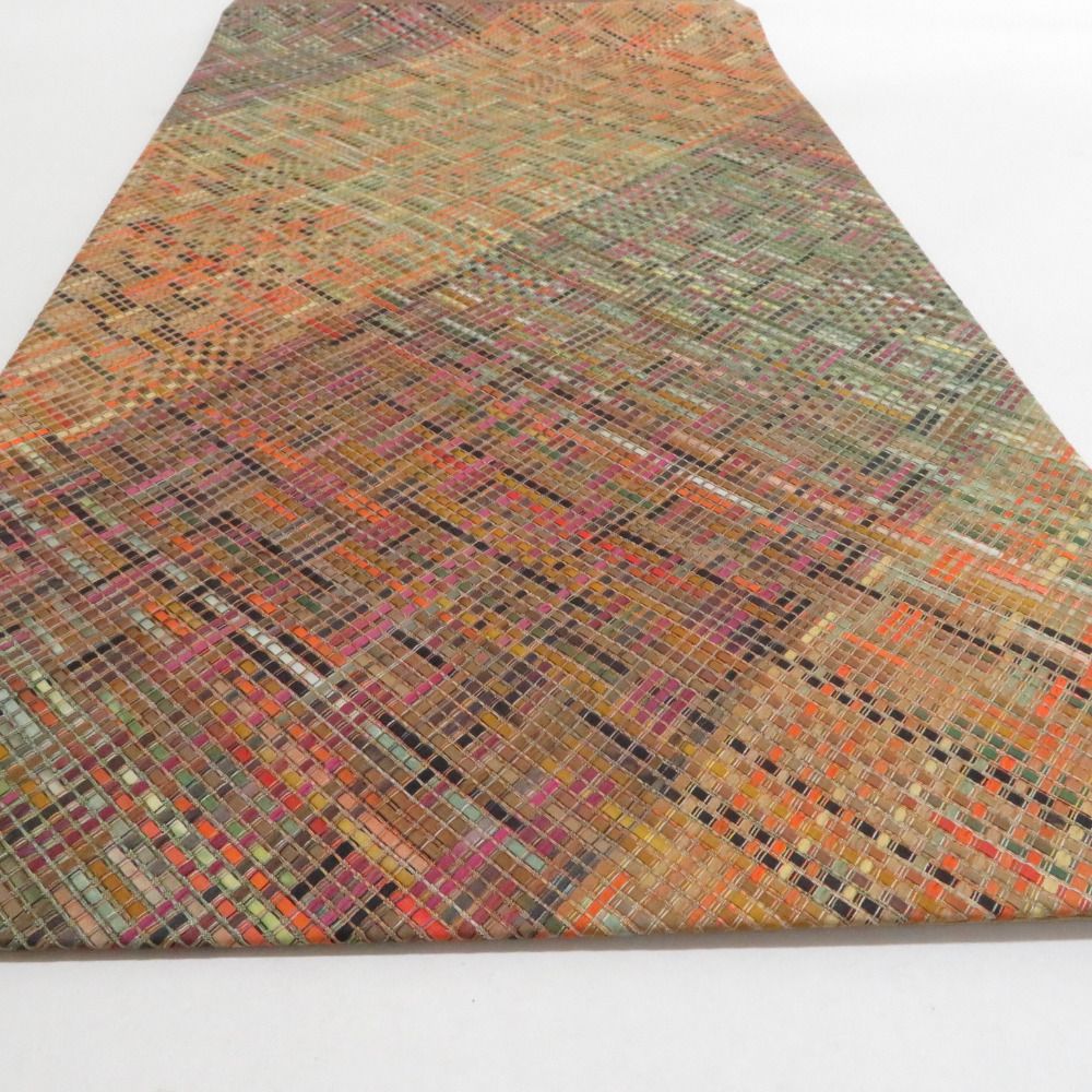 オレンジ色ｘ緑色ｘ茶色 六通柄