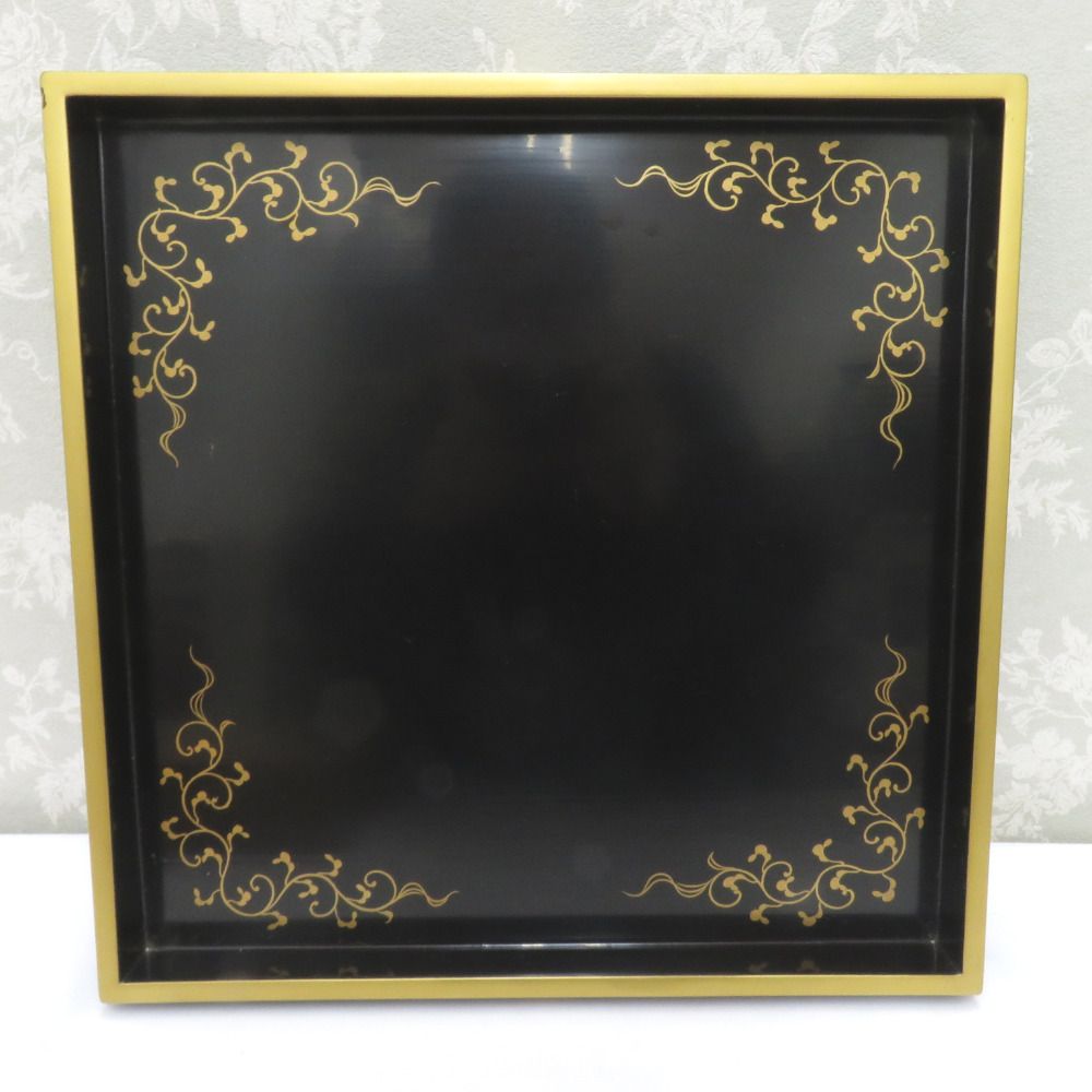 骨董・民芸品 輪島塗 重台 重盆 角盆 漆器 蒔絵 箱有 能登輪島 箱有