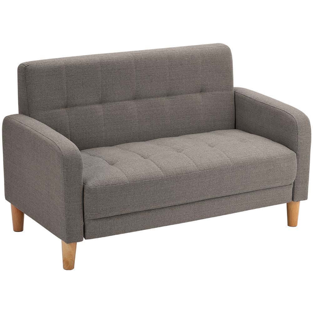 ソファー 2人掛け 肘付き 天然木脚 幅約110cm 簡単組み立て 2WAY ファブリック おしゃれ 新生活 北欧スタイル ソファベッド【ライトグレー】
