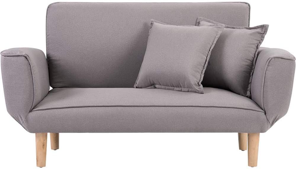 ソファ 幅106㎝ ソファ- クッション付 軽量 コンパクト 2人掛け 一人暮らし ベッド グレー