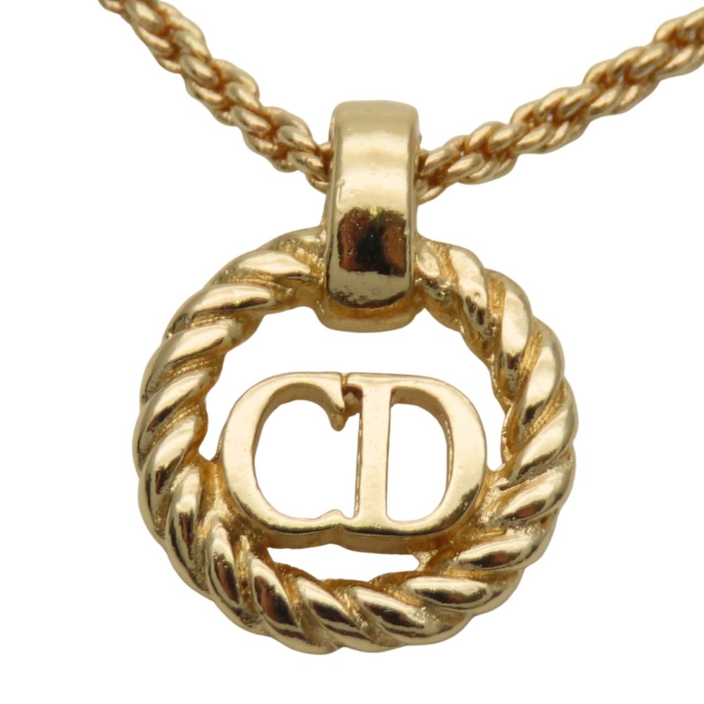 【美品】Christian Dior ディオール ネックレス ゴールド クリスチャンディオール ネックレス CDロゴ メタル ゴールド メッキ GP