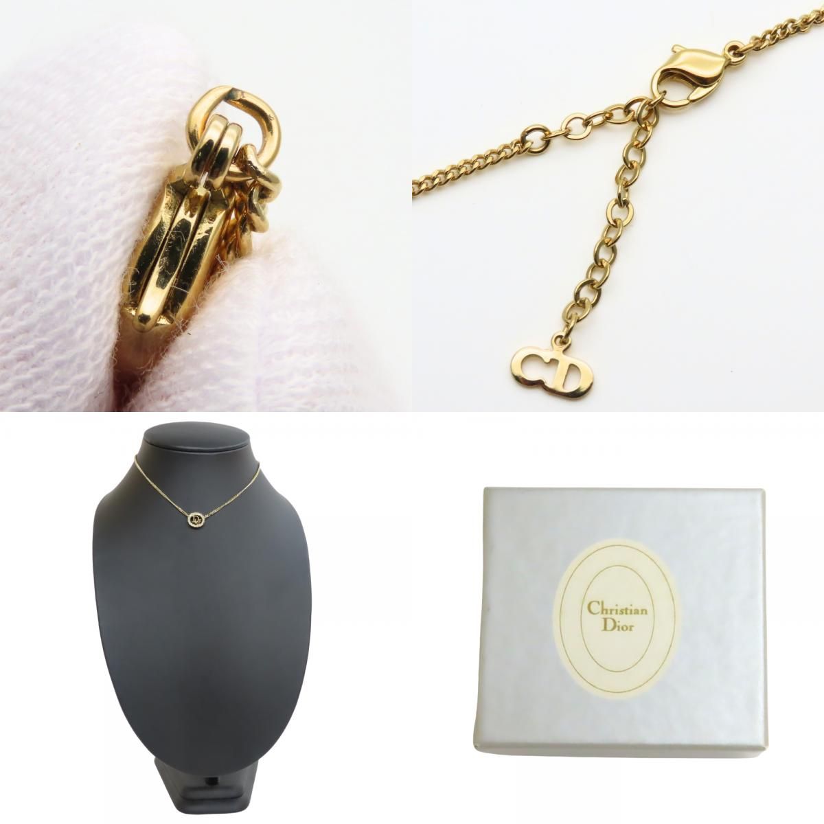 中古】 クリスチャンディオール ネックレス ロゴ メタル ライン 