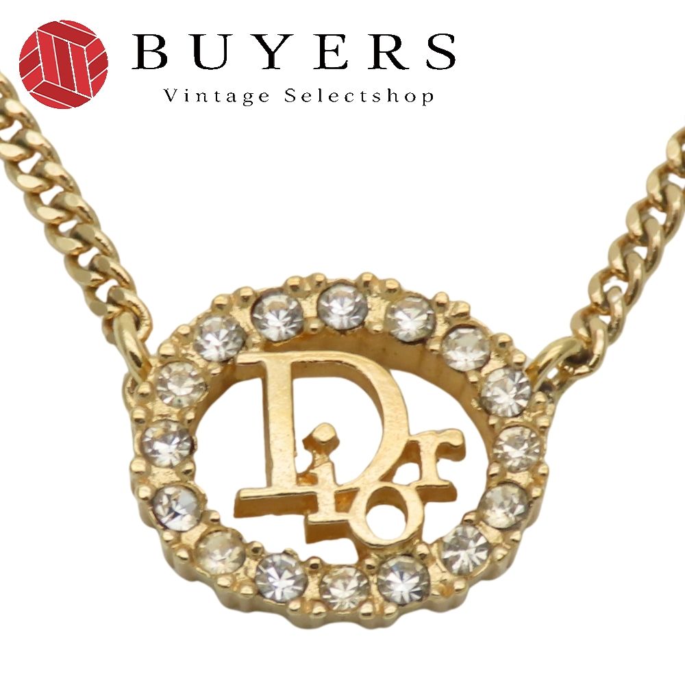 中古】 クリスチャンディオール ネックレス ロゴ メタル ライン