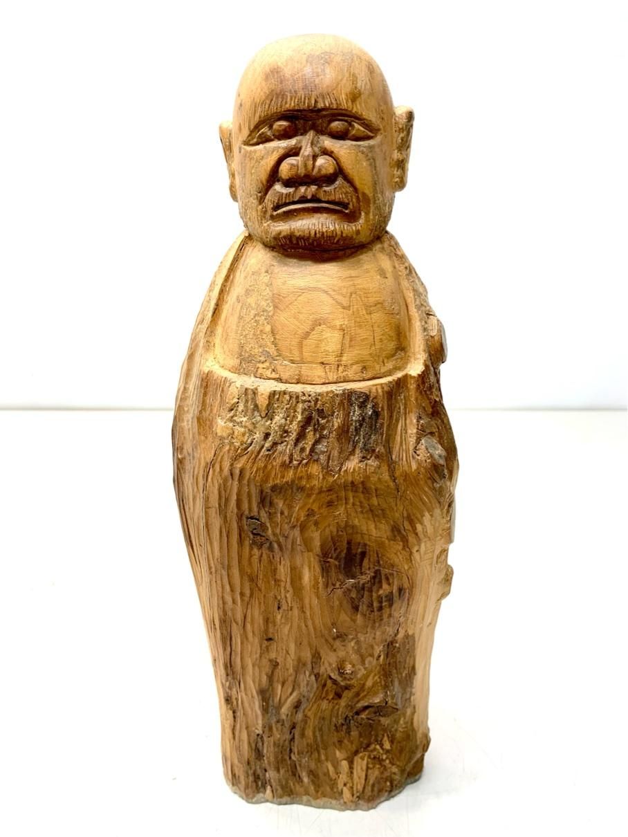 貴重 達磨大師 だるま 木彫り 一刀彫 置物 アンティークインテリア