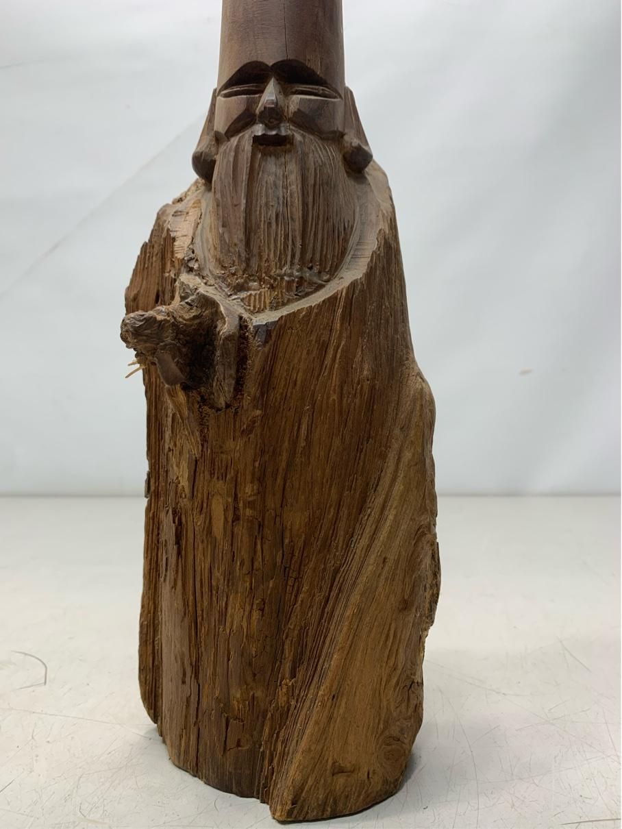 貴重 福禄寿 寿老人 七福神 木彫り 置物 アンティークインテリア