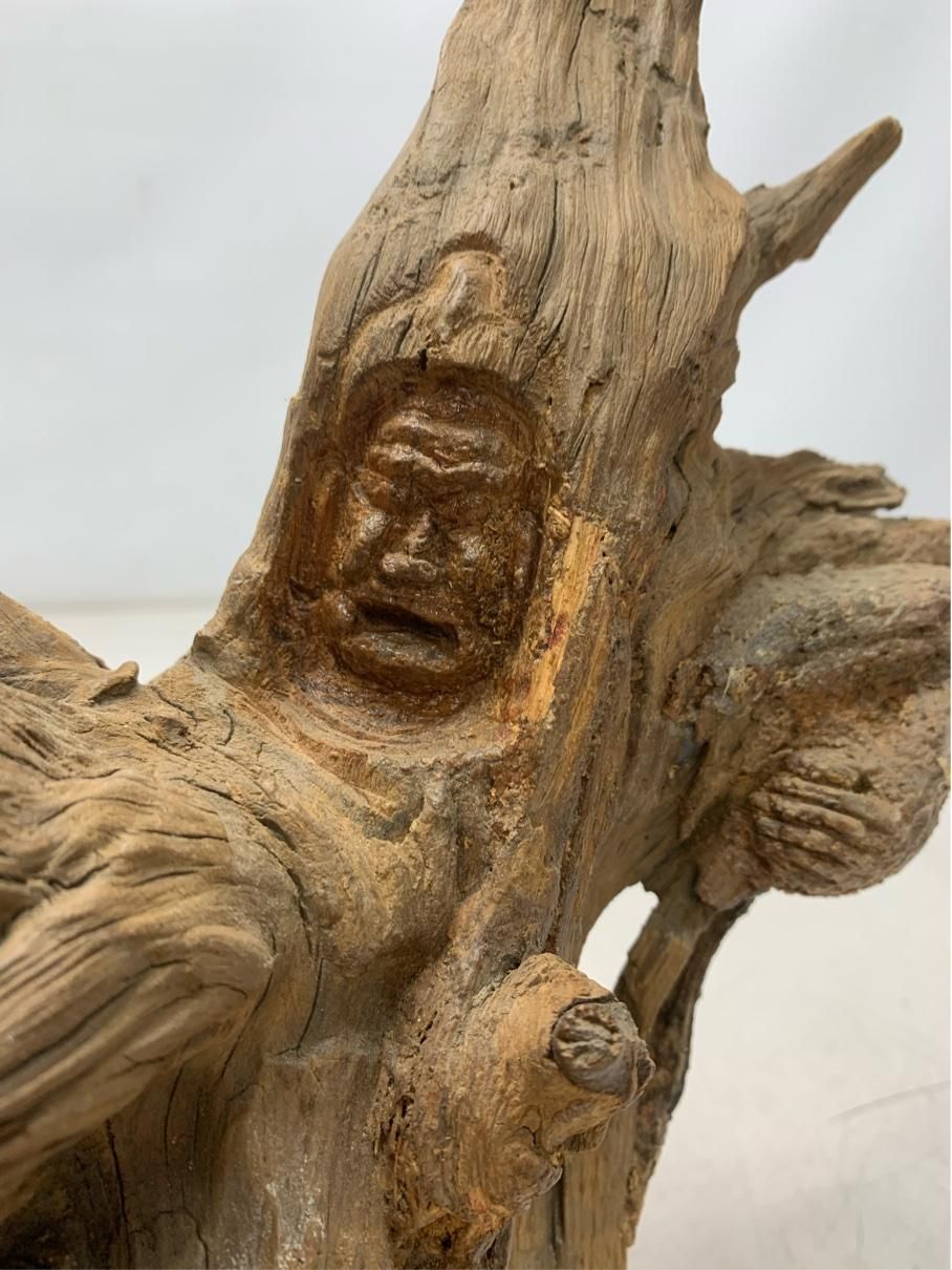 貴重 根彫 不動明王 人物像 木彫り 骨董 流木 アート 仏教美術 レトロ