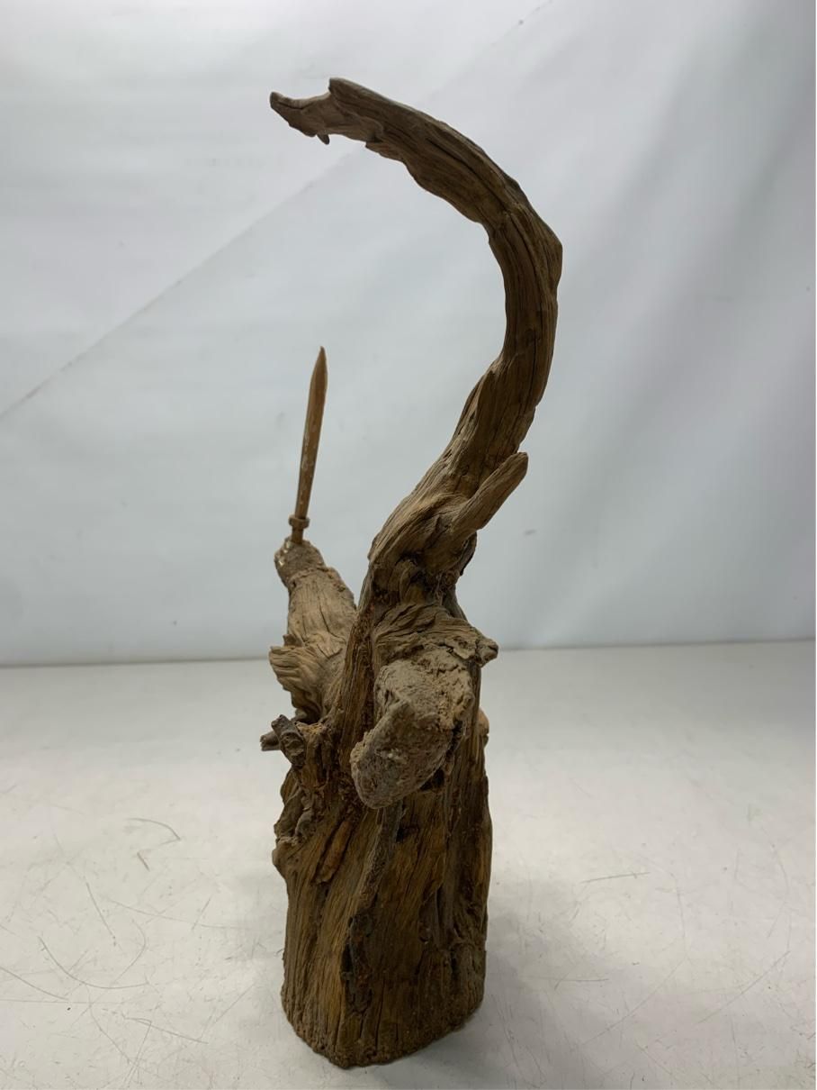 貴重 根彫 不動明王 人物像 木彫り 骨董 流木 アート 仏教美術 レトロ