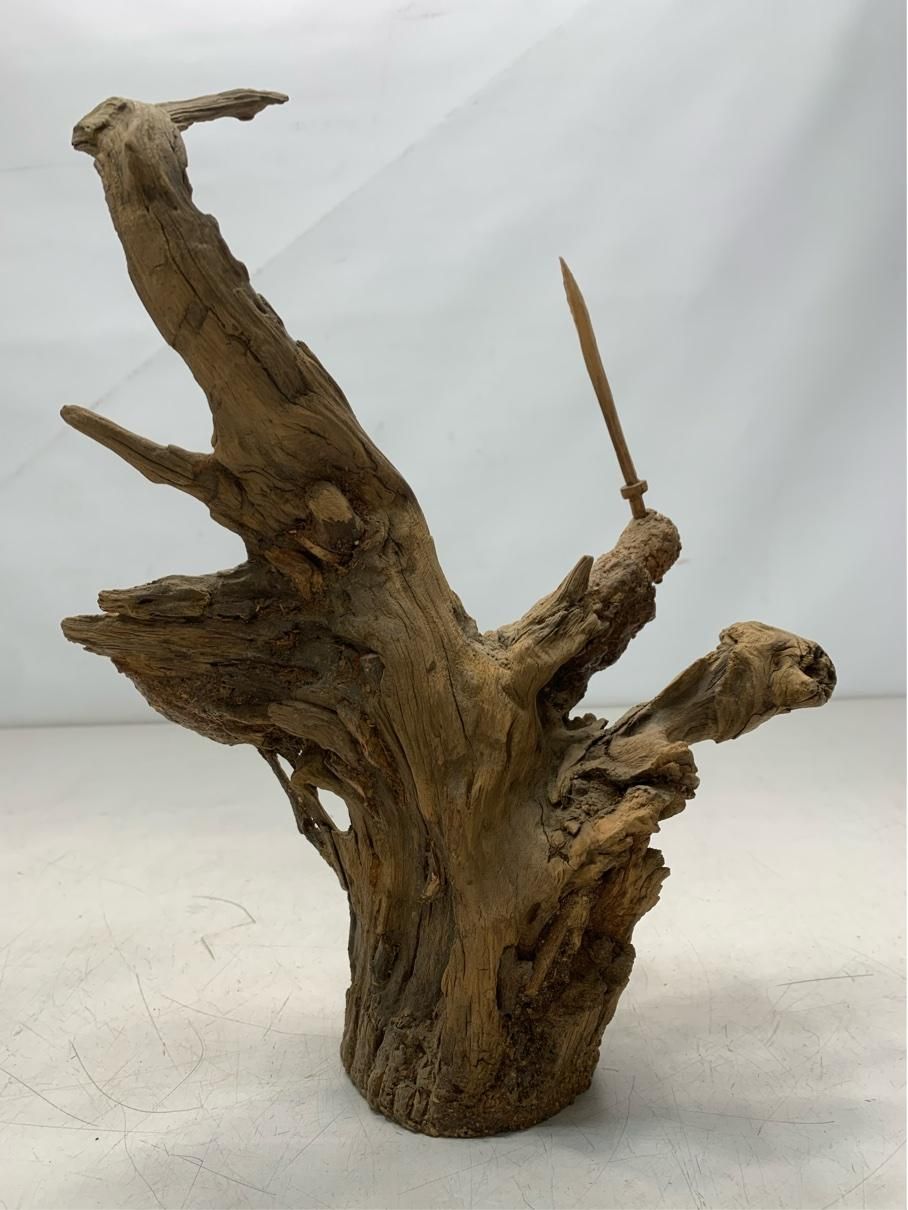 貴重 根彫 不動明王 人物像 木彫り 骨董 流木 アート 仏教美術 レトロ