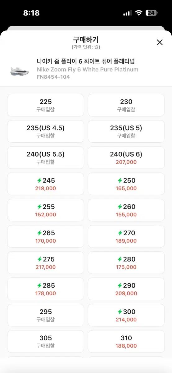 245 ナイキ ズーム フライ 6 白 ピュア プラチナ