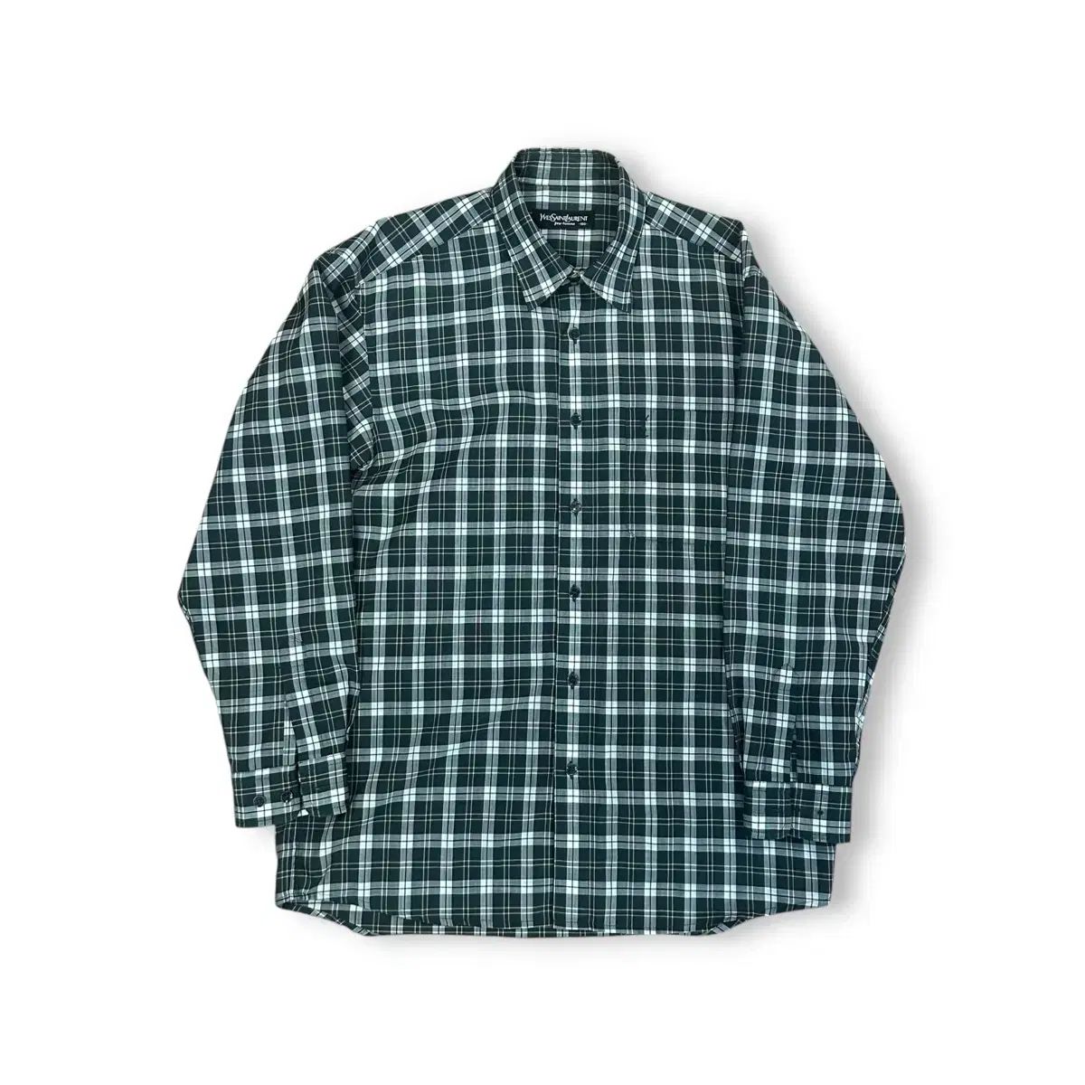 イヴサンローラン チェックシャツ ネイビー×レッド 長袖 L相当 YSL YSL