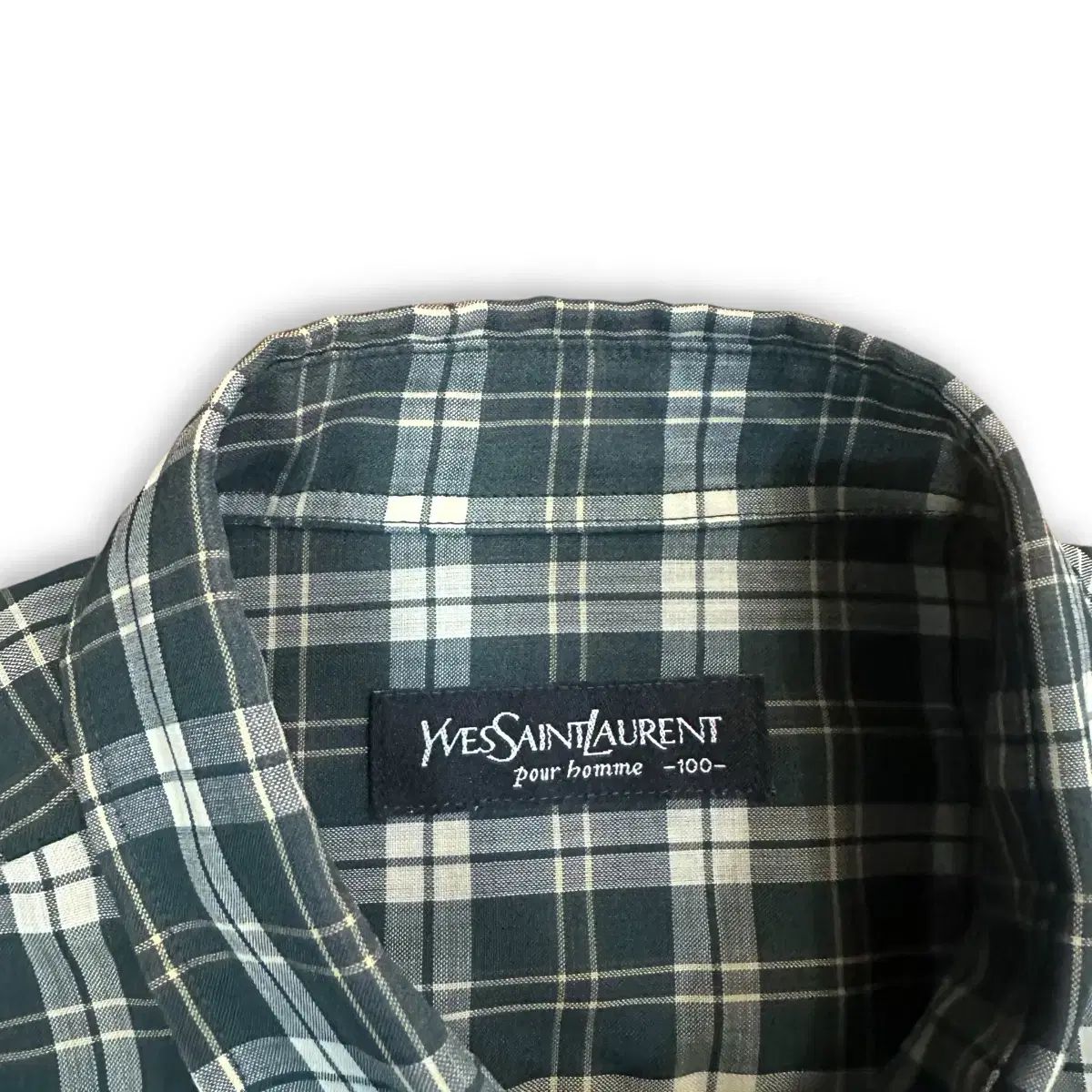 イヴサンローラン チェックシャツ ネイビー×レッド 長袖 L相当 YSL YSL