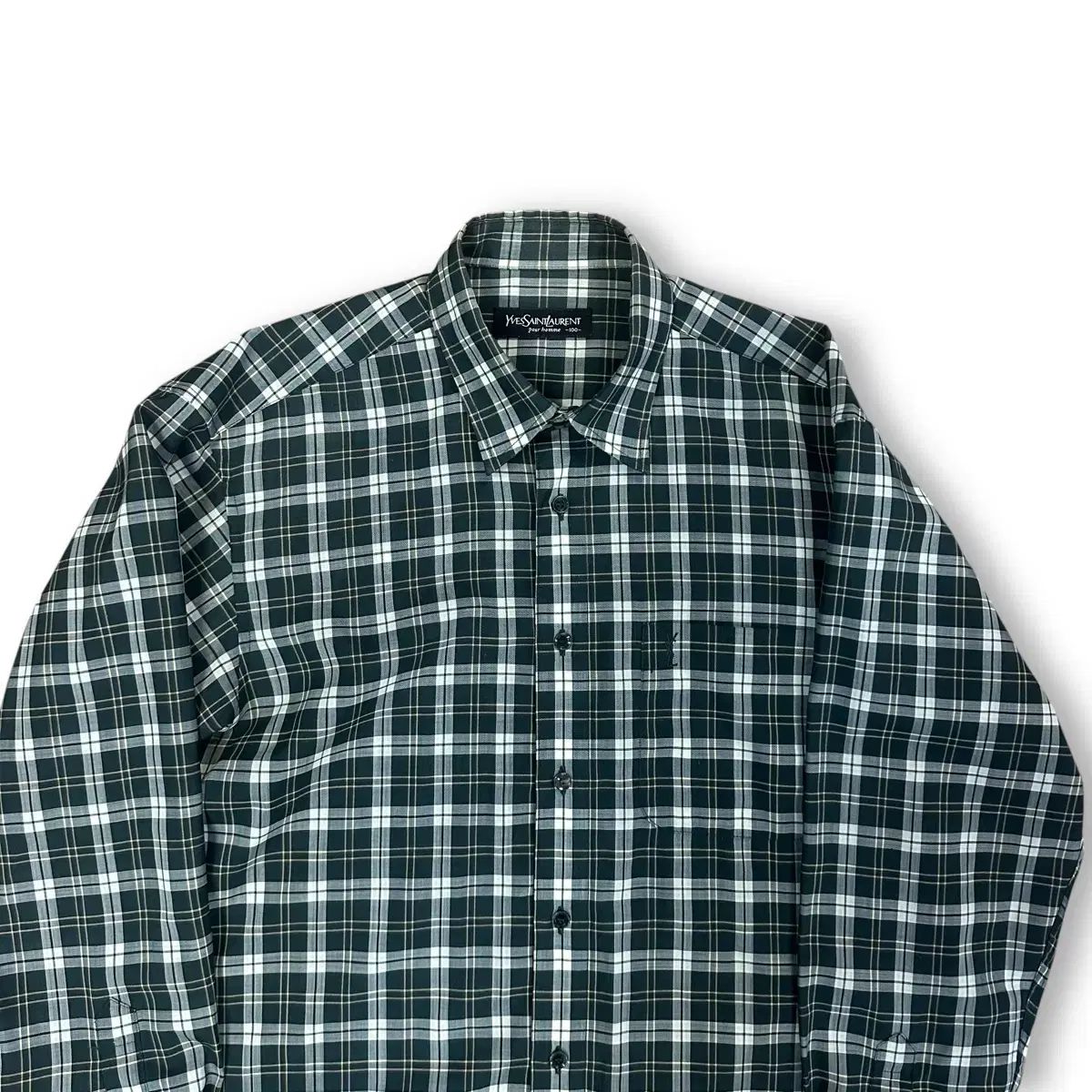 イヴサンローラン チェックシャツ ネイビー×レッド 長袖 L相当 YSL YSL