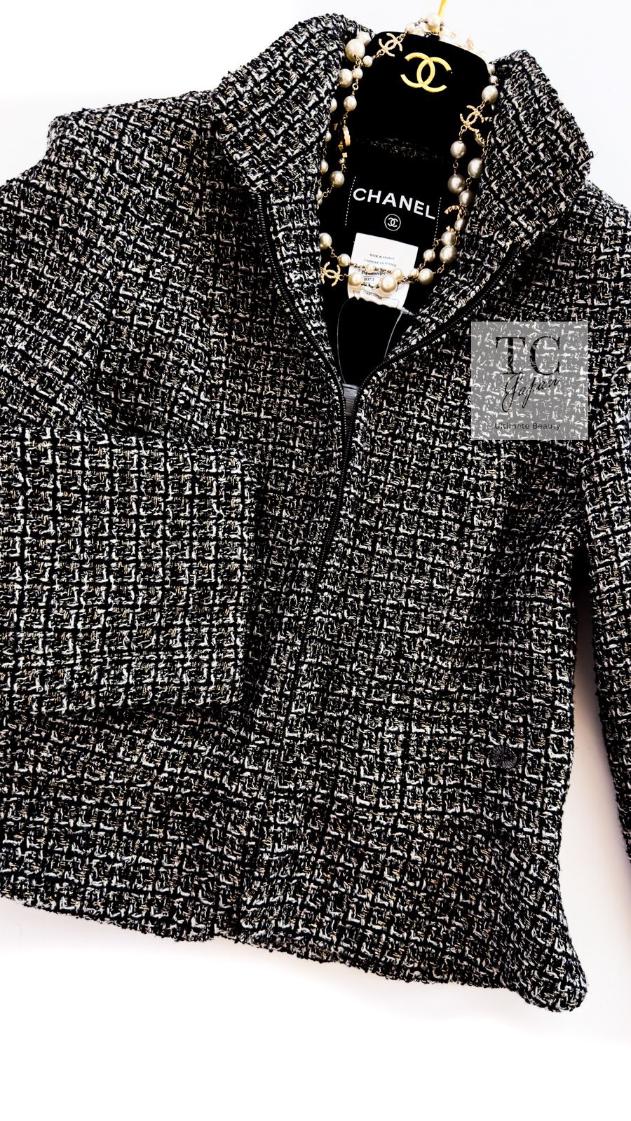 シャネル ジャケット CHANEL ブラック グレー シルバー ゴールド
