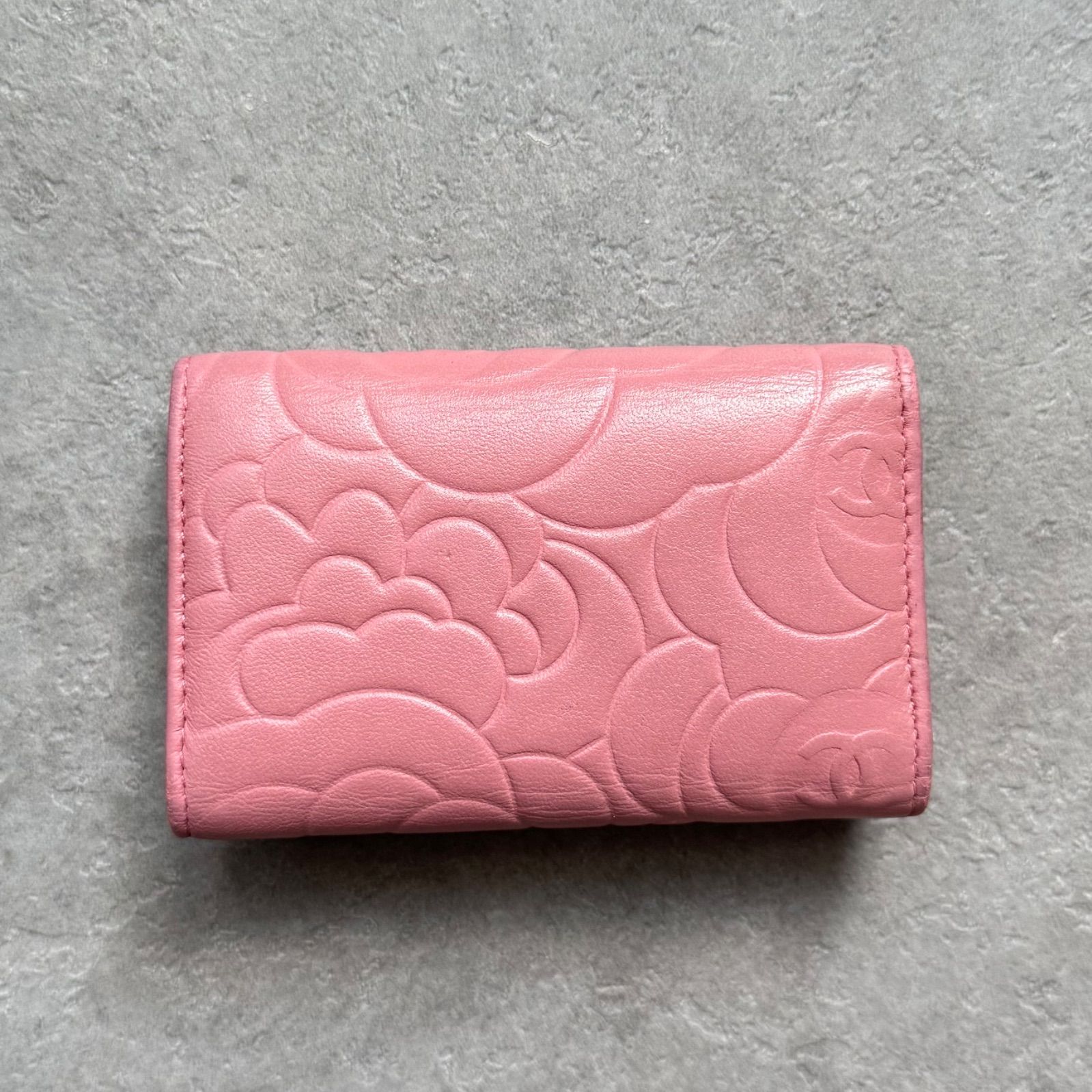 美品 CHANEL シャネル カメリア ココマーク キーケース レザーピンク