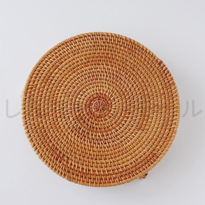 2025新品・未使用】 トレー トレイ ラタン 円形 丸型 おぼん 取っ手