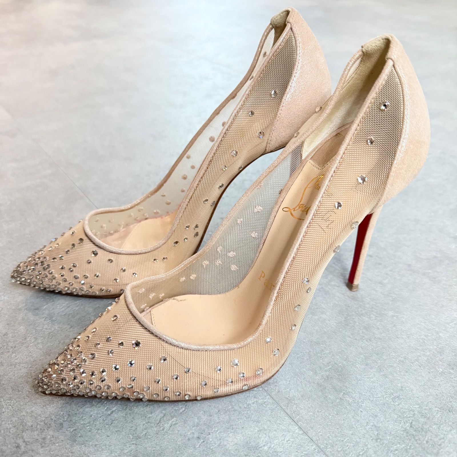美品 Christian Louboutin クリスチャンルブタン スワロフスキー