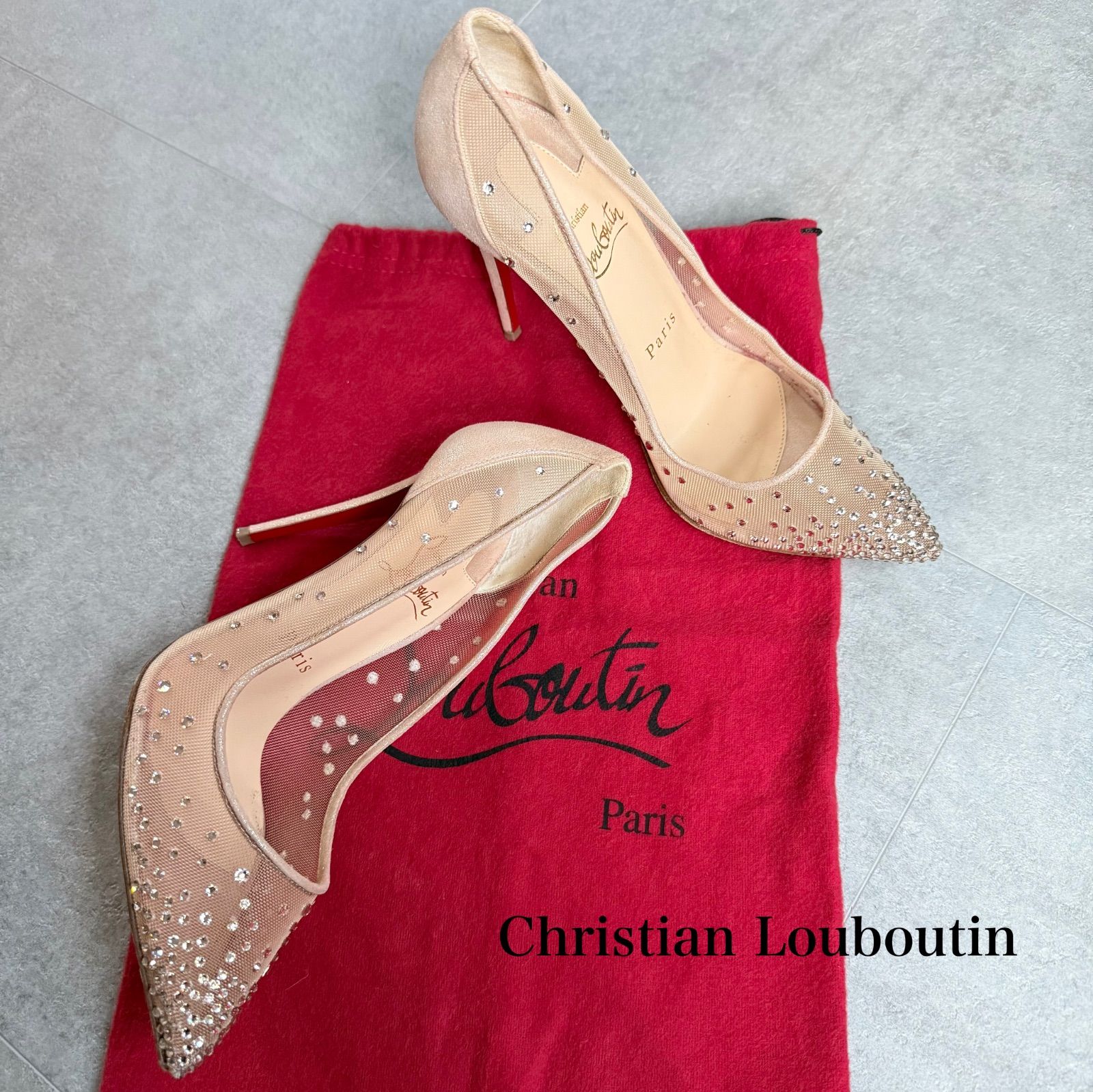美品 Christian Louboutin クリスチャンルブタン スワロフスキー