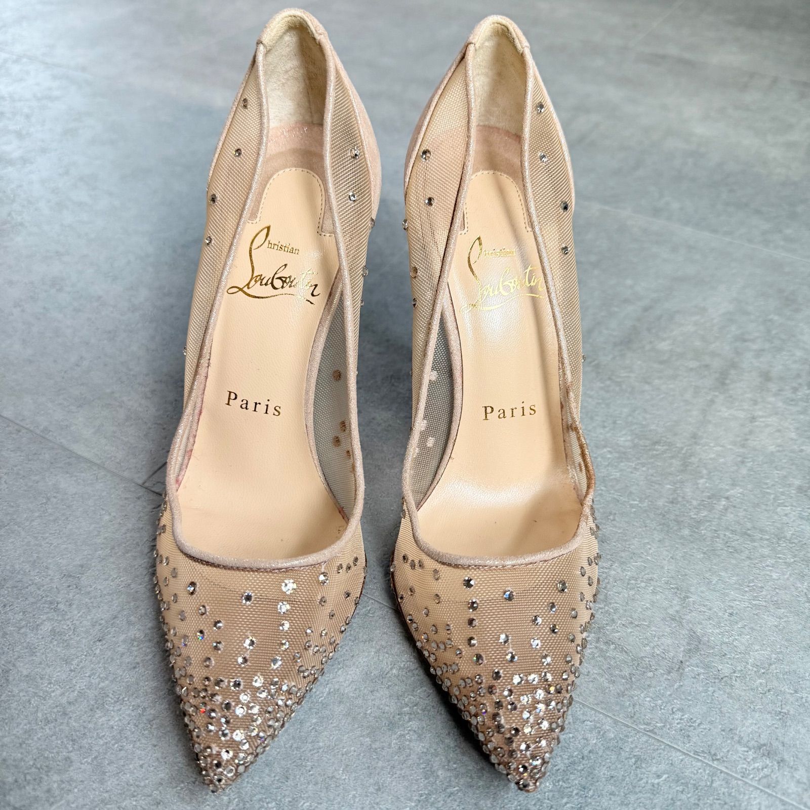 美品 Christian Louboutin クリスチャンルブタン スワロフスキー