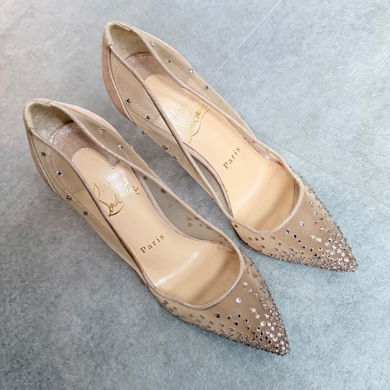 美品 Christian Louboutin クリスチャンルブタン スワロフスキー