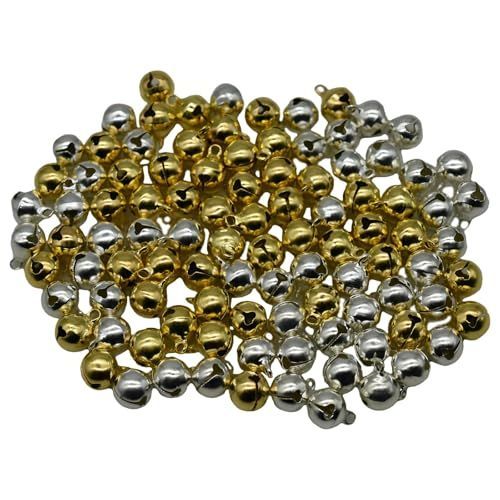 Maydahui 100個の鈴ベル 手芸用鈴 ヴィンテージベル（10mm）金 銀