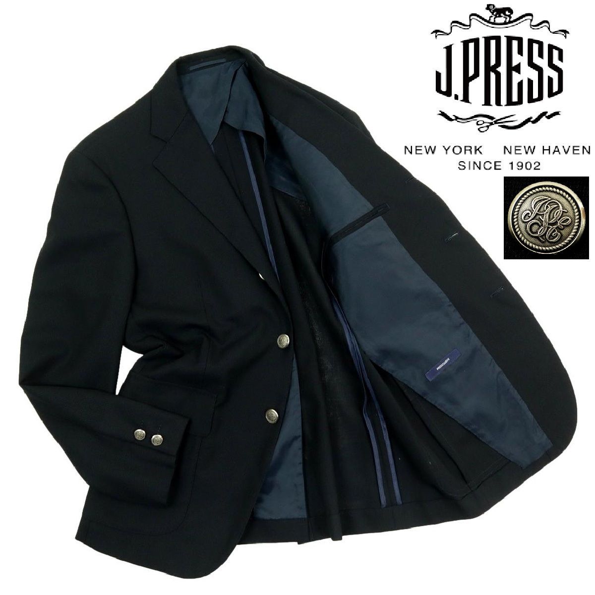 S3630】【美品】【銀釦】J.PRESS ジェイプレス テーラードジャケット