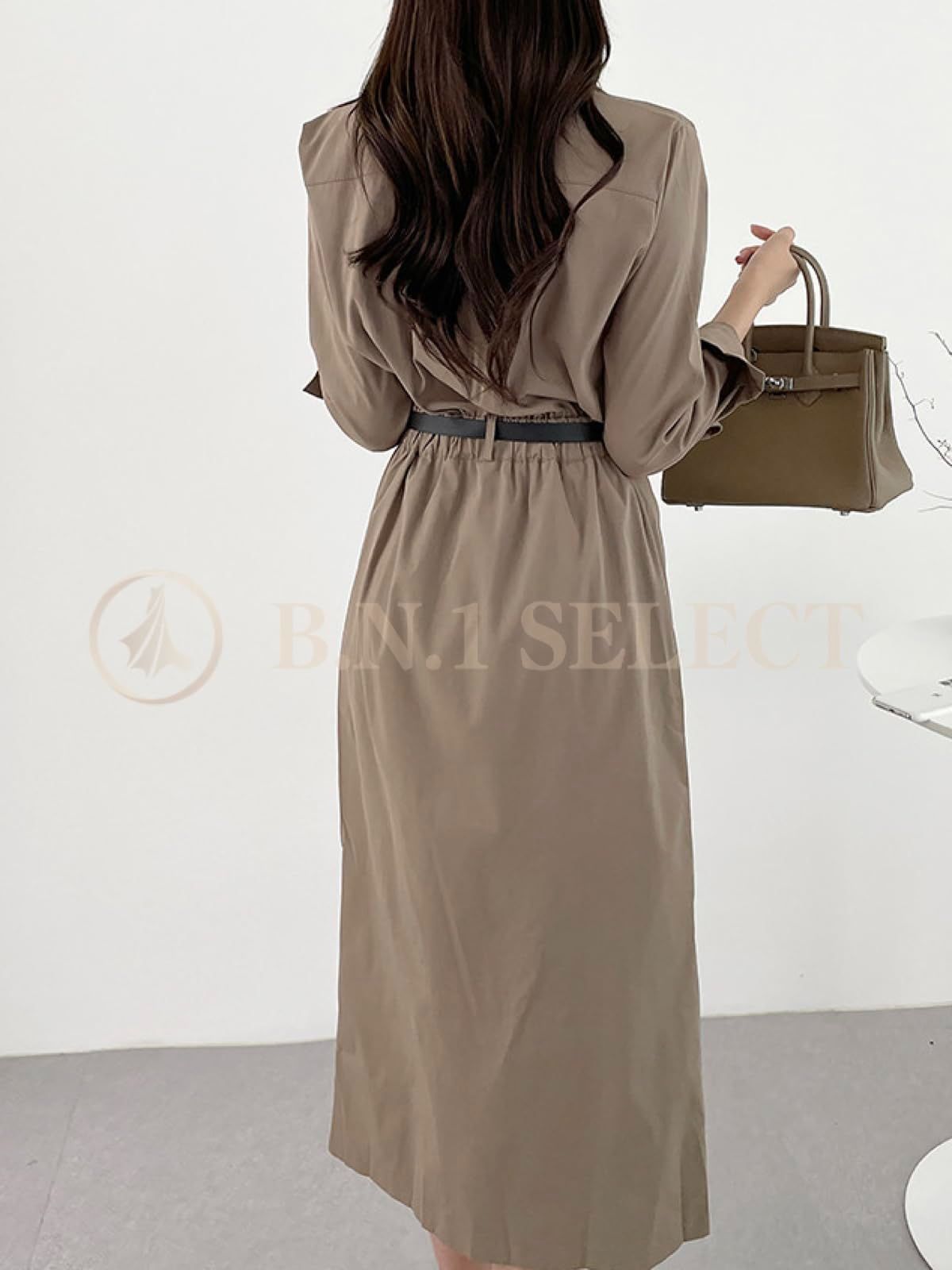 ワンピース レディース 春 セレクト 秋 膝下 丈 きれいめ ビーエヌワン トレンチ スリット BN 234