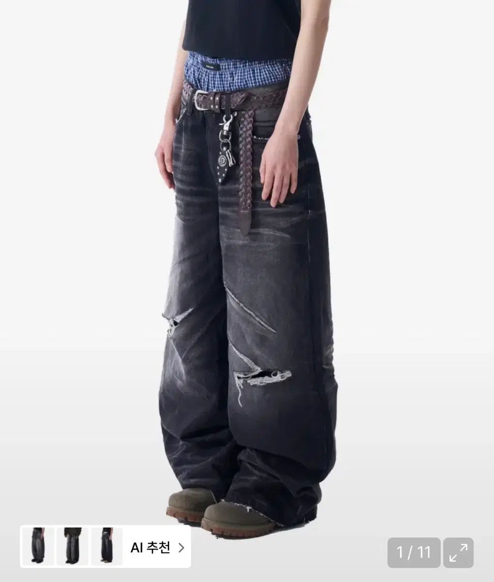 アーカーン VTG Embo Washed Denim Pants Black