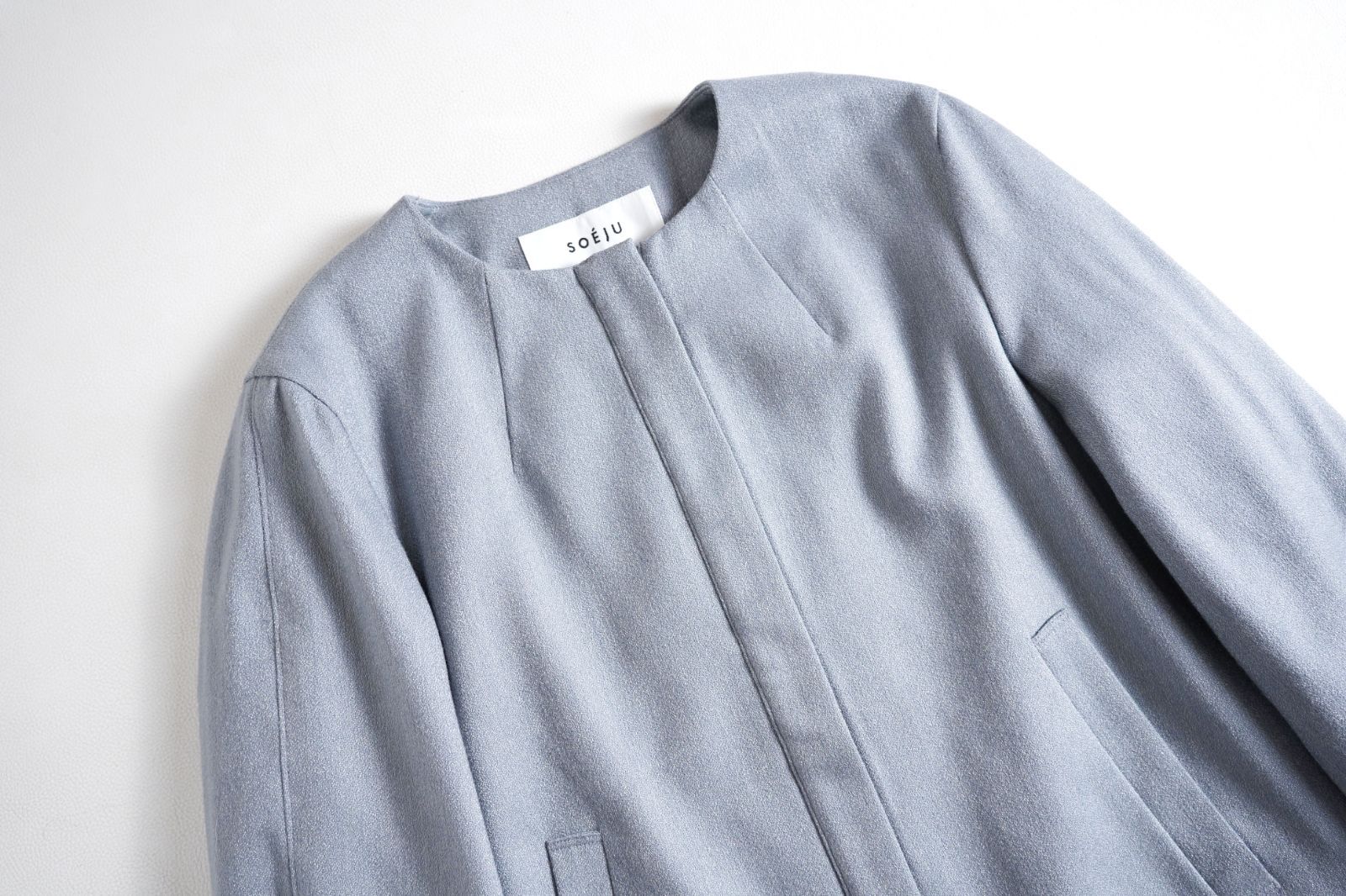 897t*美品 SOEJU ソージュ ウール混 ノーカラー ジップ ジャケット M