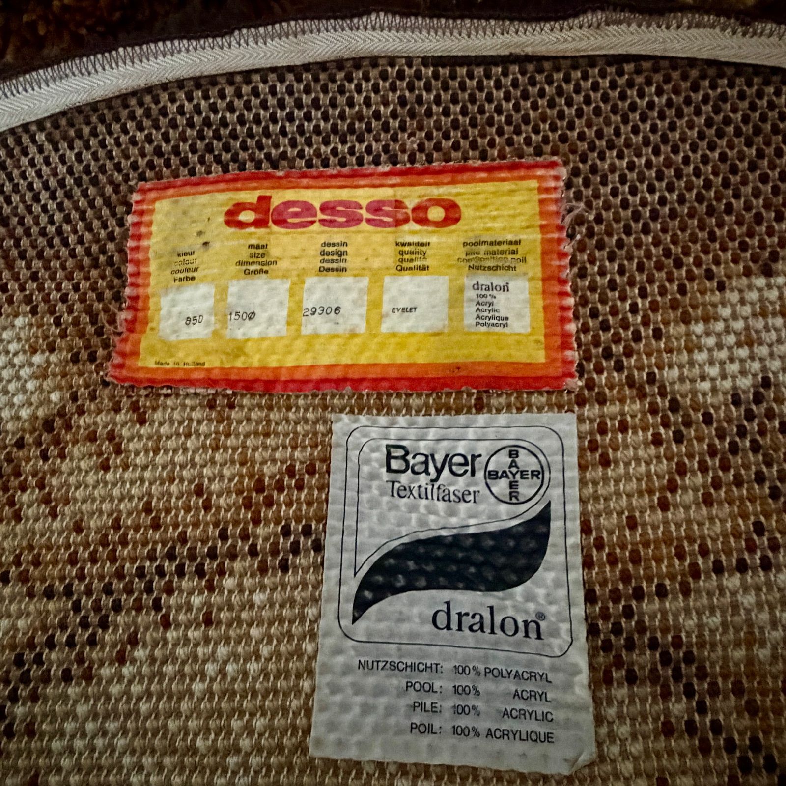 DESSO 150cm 60s 70s ヴィンテージラグ ミッドセンチュリー サークル