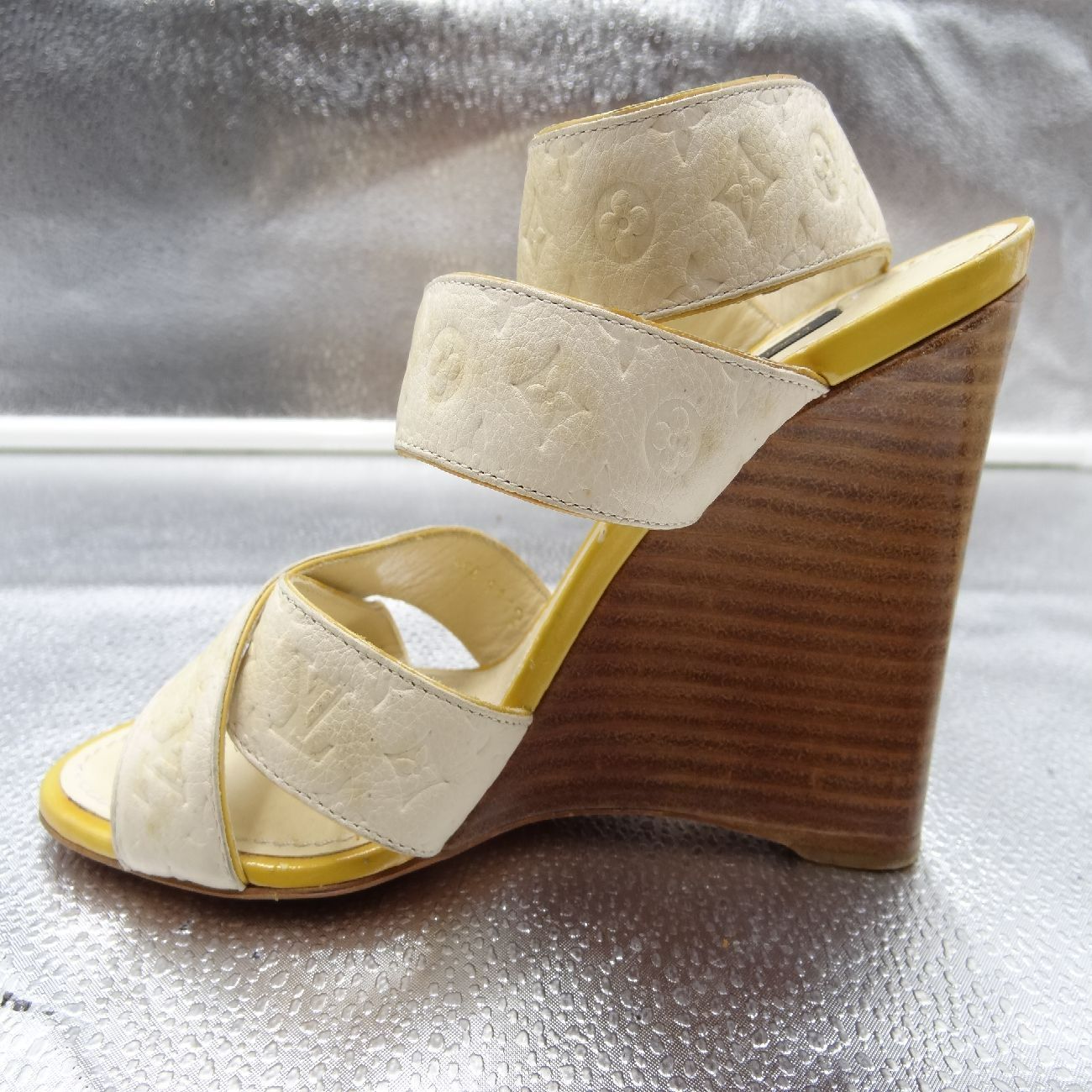  ルイヴィトン モノグラム サンダル パンプス ベージュ レザー ウェッジソール 35 1 2 約22.5㎝ サンダル サンダル ミュール