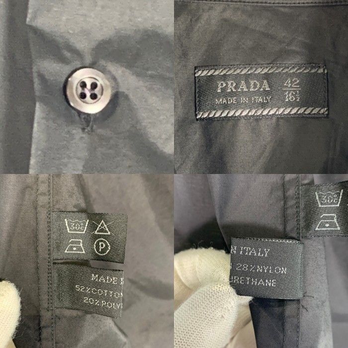 PRADA プラダ 比翼 ショートスリーブシャツ 半袖 ブラック ボタン