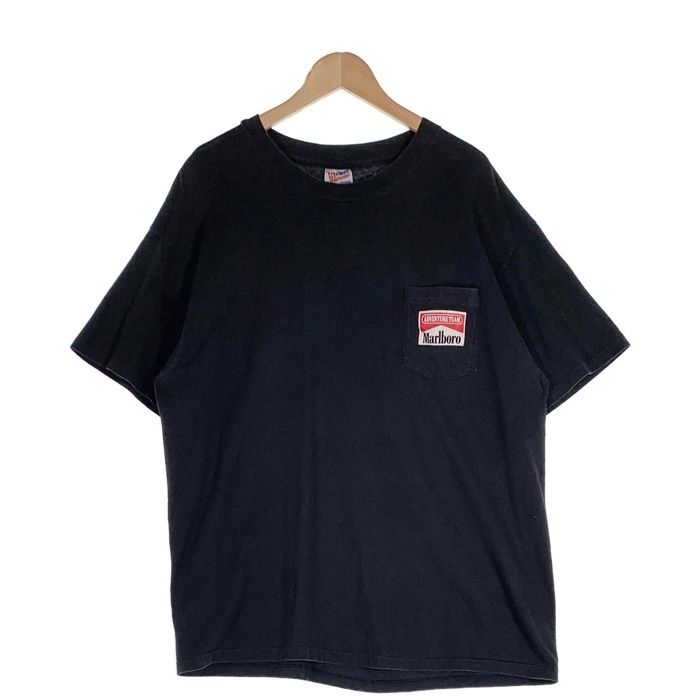 90 s Malboro マルボロ コヨーテバックプリント ポケットTシャツ ブラック Hanes Size XL