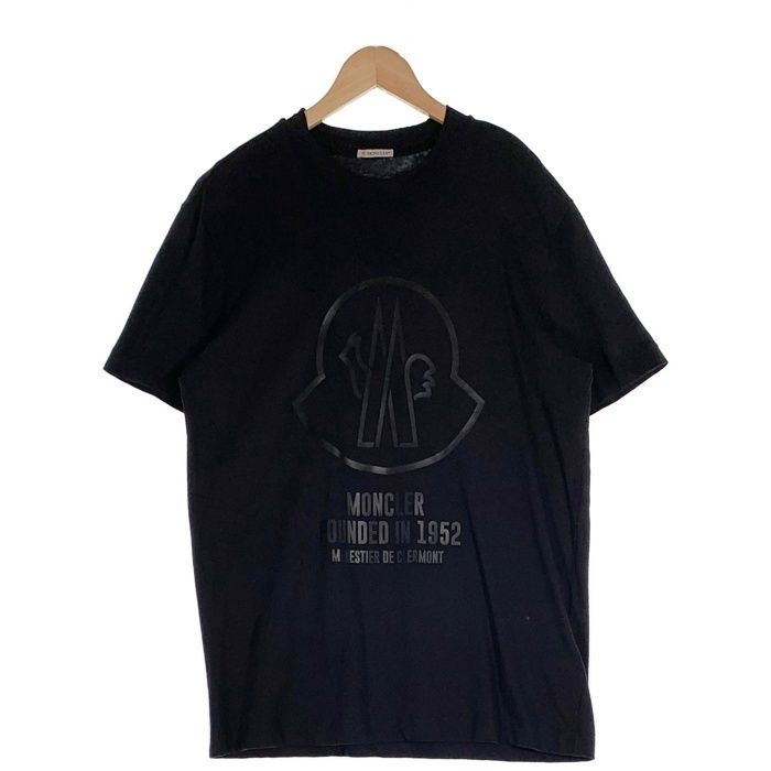 MONCLER モンクレール SS T-SHIRT ロゴ同色プリント Tシャツ ブラック