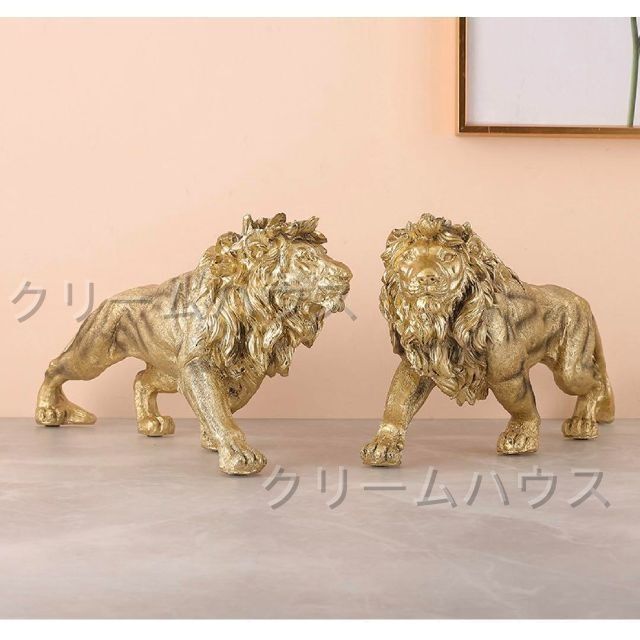 高級 ゴールド 黄金ライオン 獅子 オブジェ 置物 インテリア オブジェ